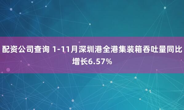 配资公司查询 1-11月深圳港全港集装箱吞吐量同比增长6.57%