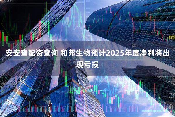安安查配资查询 和邦生物预计2025年度净利将出现亏损